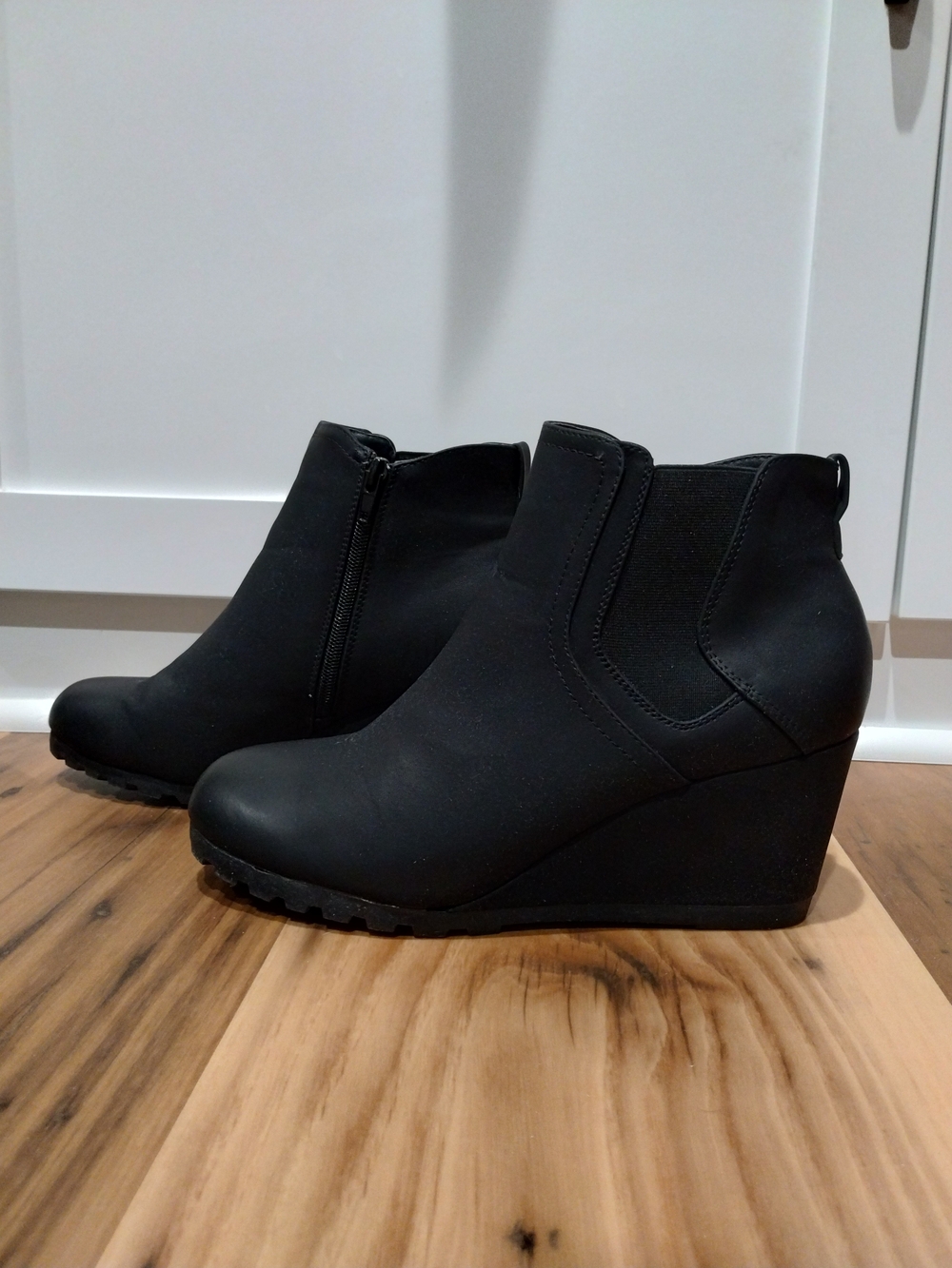 Women's Black Wedge Ankle Boots | Pierre Dumas Looney